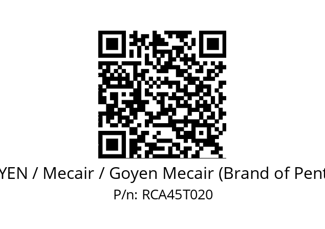   GOYEN / Mecair / Goyen Mecair (Brand of Pentair) RCA45T020