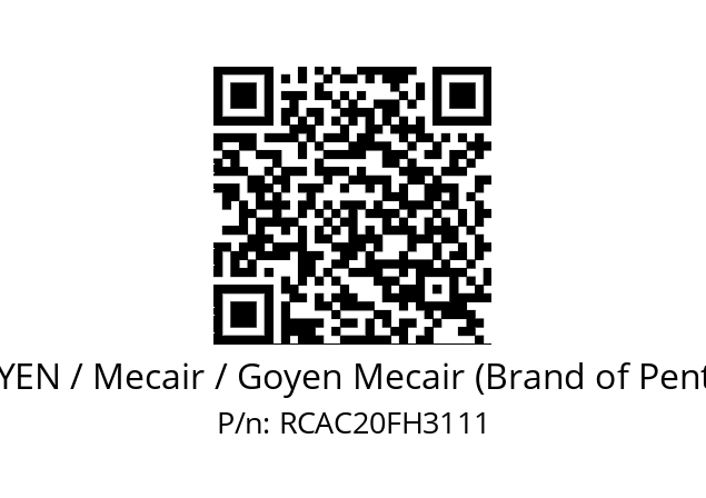   GOYEN / Mecair / Goyen Mecair (Brand of Pentair) RCAC20FH3111