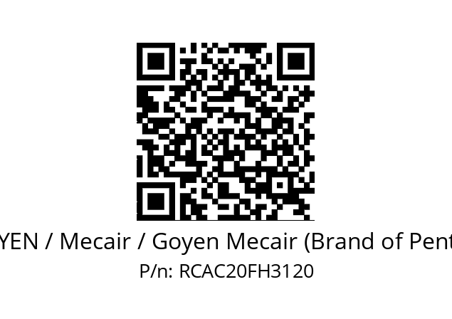   GOYEN / Mecair / Goyen Mecair (Brand of Pentair) RCAC20FH3120