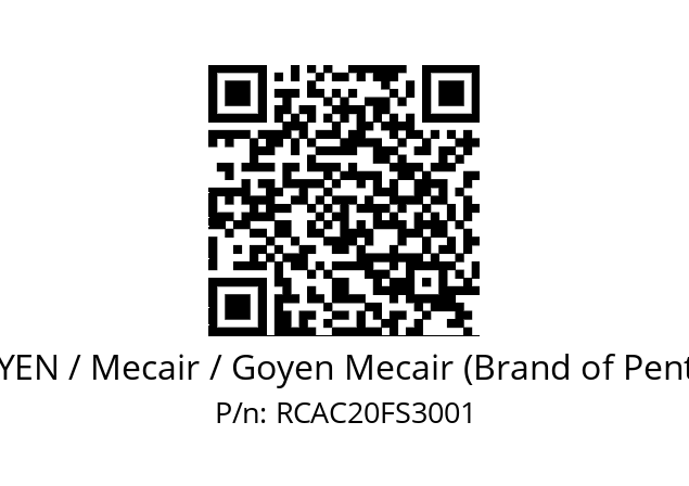   GOYEN / Mecair / Goyen Mecair (Brand of Pentair) RCAC20FS3001