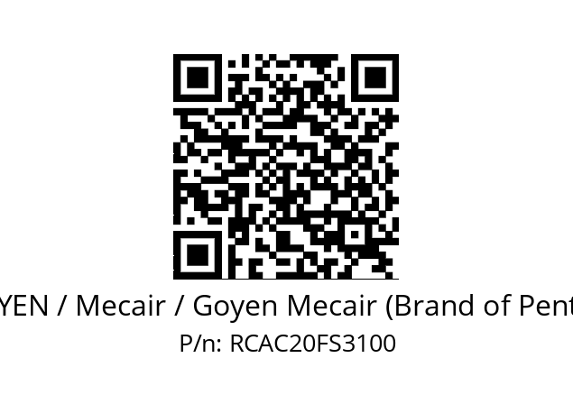   GOYEN / Mecair / Goyen Mecair (Brand of Pentair) RCAC20FS3100