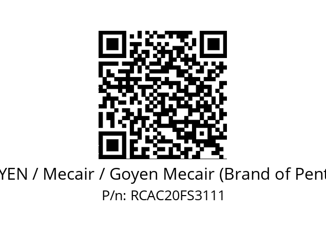   GOYEN / Mecair / Goyen Mecair (Brand of Pentair) RCAC20FS3111