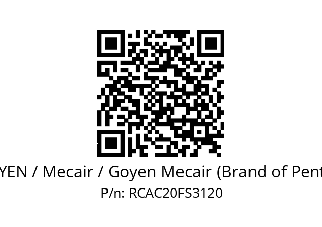   GOYEN / Mecair / Goyen Mecair (Brand of Pentair) RCAC20FS3120