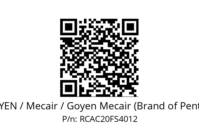   GOYEN / Mecair / Goyen Mecair (Brand of Pentair) RCAC20FS4012