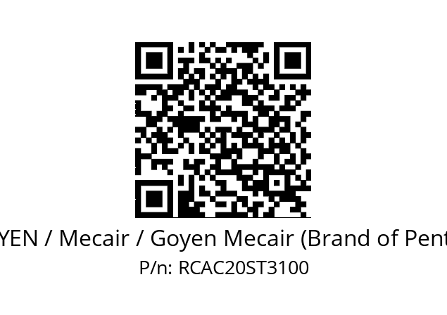   GOYEN / Mecair / Goyen Mecair (Brand of Pentair) RCAC20ST3100