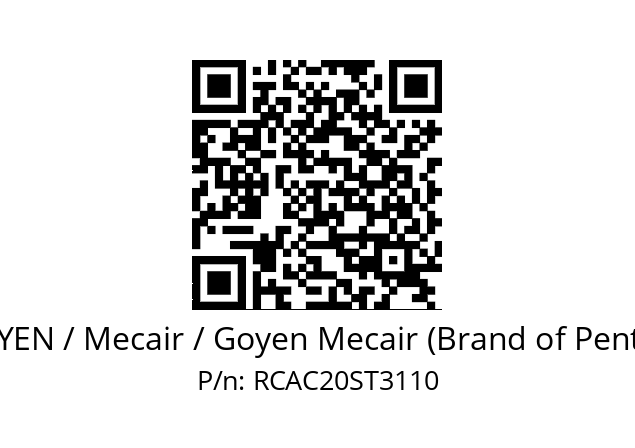   GOYEN / Mecair / Goyen Mecair (Brand of Pentair) RCAC20ST3110