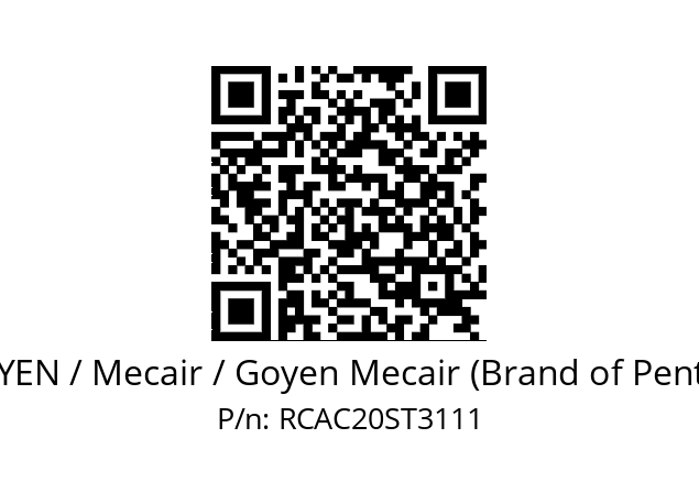   GOYEN / Mecair / Goyen Mecair (Brand of Pentair) RCAC20ST3111