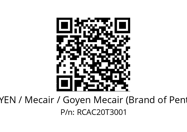   GOYEN / Mecair / Goyen Mecair (Brand of Pentair) RCAC20T3001