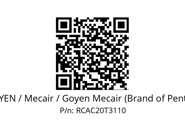   GOYEN / Mecair / Goyen Mecair (Brand of Pentair) RCAC20T3110