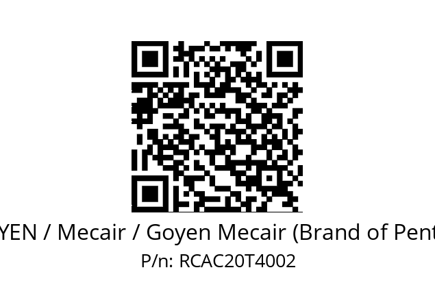   GOYEN / Mecair / Goyen Mecair (Brand of Pentair) RCAC20T4002