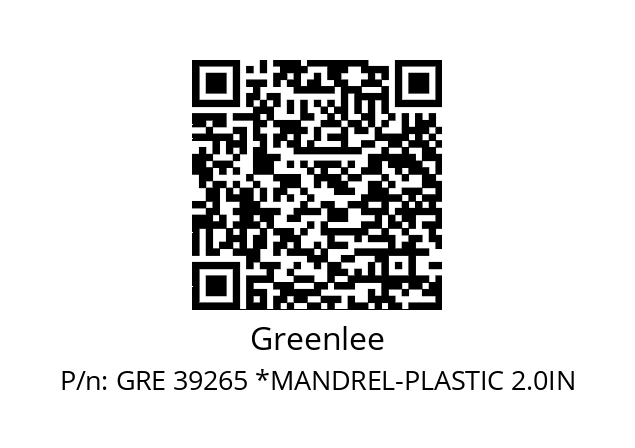   Greenlee GRE 39265 *MANDREL-PLASTIC 2.0IN