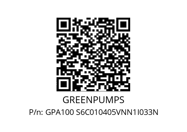   GREENPUMPS GPA100 S6C010405VNN1I033N