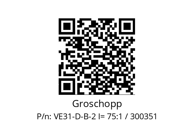   Groschopp VE31-D-B-2 I= 75:1 / 300351