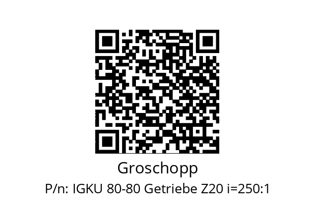   Groschopp IGKU 80-80 Getriebe Z20 i=250:1