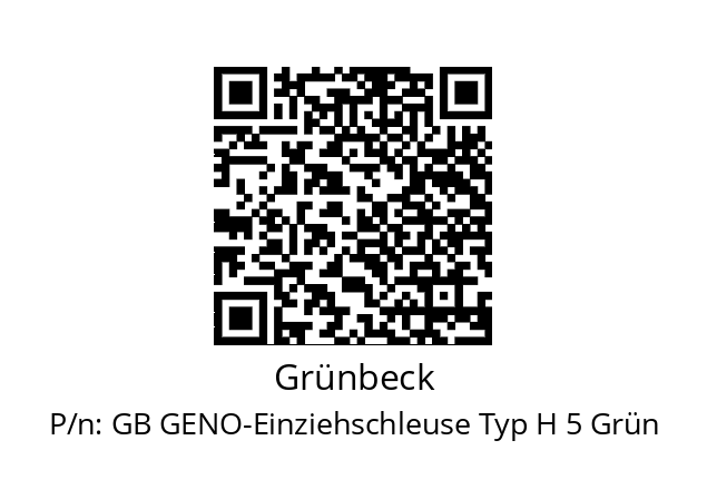   Grünbeck GB GENO-Einziehschleuse Typ H 5 Grün