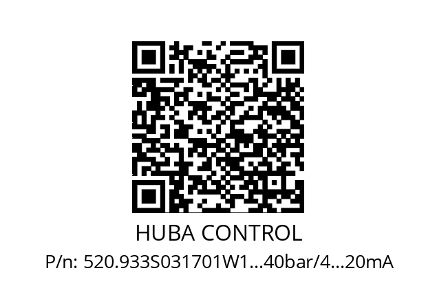   HUBA CONTROL 520.933S031701W1…40bar/4…20mA