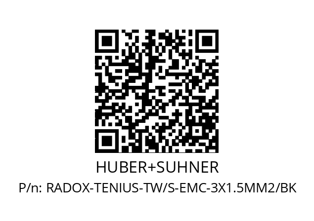   HUBER+SUHNER RADOX-TENIUS-TW/S-EMC-3X1.5MM2/BK