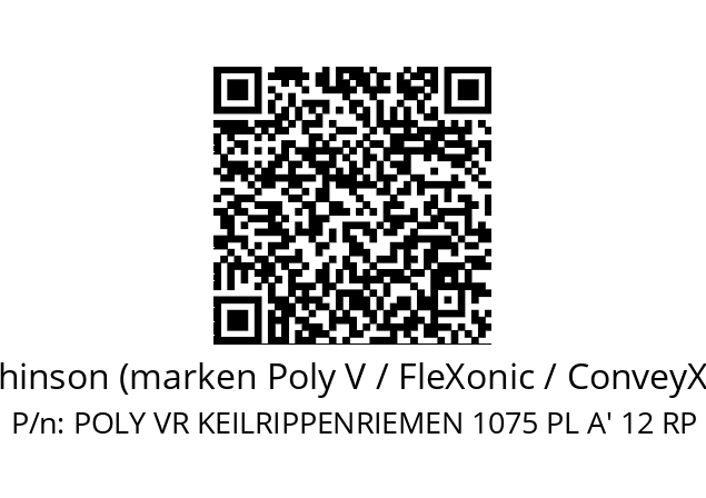   Hutchinson (marken Poly V / FleXonic / ConveyXonic) POLY VR KEILRIPPENRIEMEN 1075 PL A' 12 RP