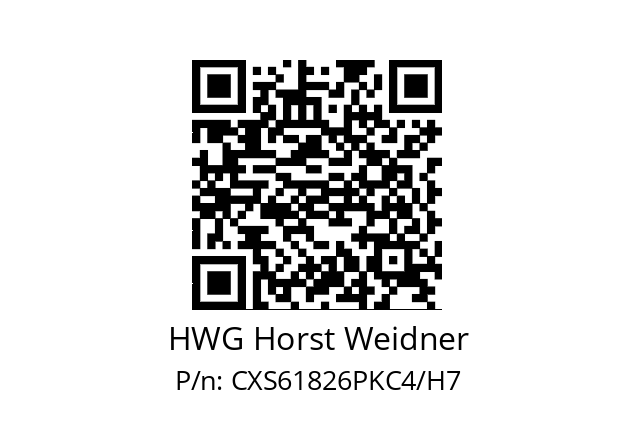   HWG Horst Weidner CXS61826PKC4/H7