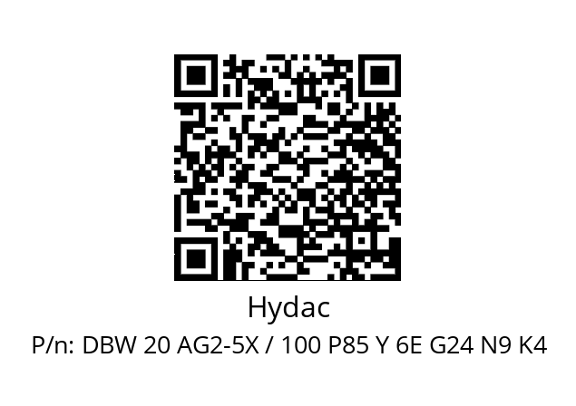   Hydac DBW 20 AG2-5X / 100 P85 Y 6E G24 N9 K4