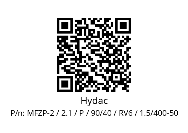   Hydac MFZP-2 / 2.1 / P / 90/40 / RV6 / 1.5/400-50