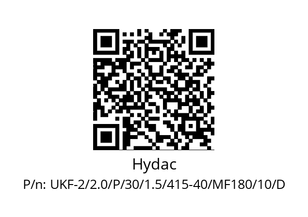   Hydac UKF-2/2.0/P/30/1.5/415-40/MF180/10/D