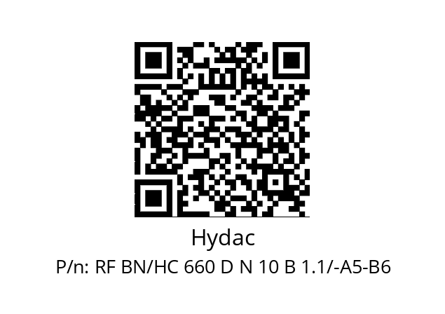   Hydac RF BN/HC 660 D N 10 B 1.1/-A5-B6