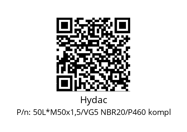   Hydac 50L*M50x1,5/VG5 NBR20/P460 kompl