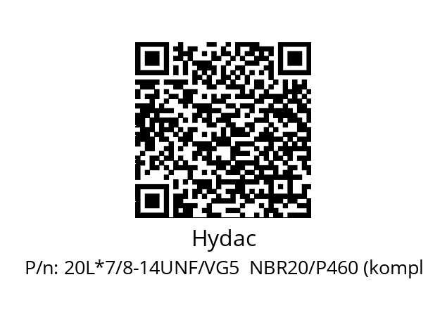   Hydac 20L*7/8-14UNF/VG5  NBR20/P460 (kompl