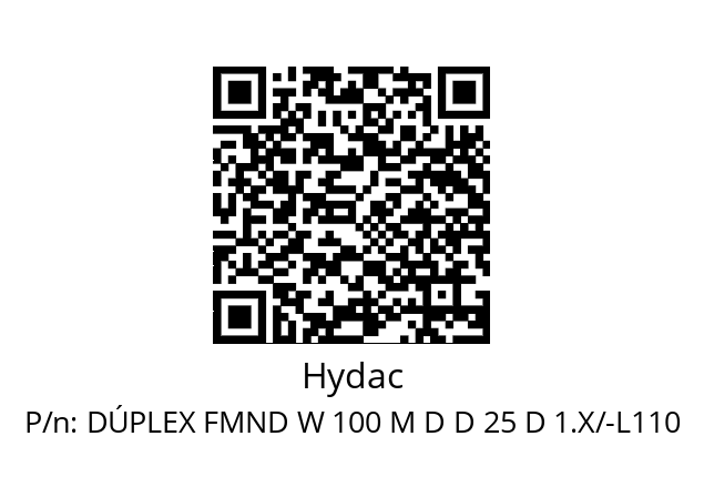   Hydac DÚPLEX FMND W 100 M D D 25 D 1.X/-L110