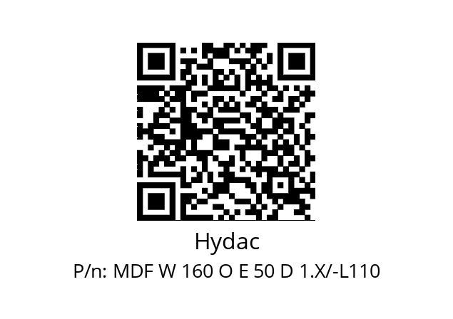   Hydac MDF W 160 O E 50 D 1.X/-L110