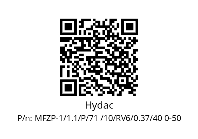   Hydac MFZP-1/1.1/P/71 /10/RV6/0.37/40 0-50