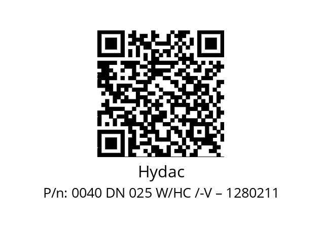   Hydac 0040 DN 025 W/HC /-V – 1280211