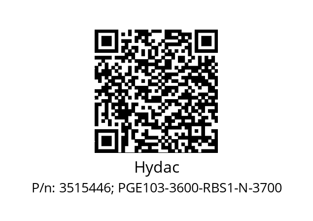   Hydac 3515446; PGE103-3600-RBS1-N-3700