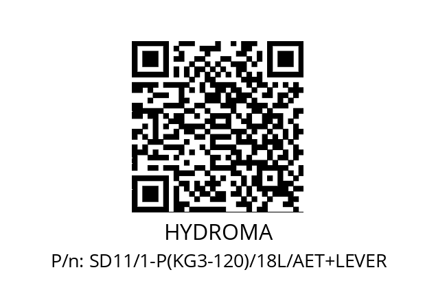   HYDROMA SD11/1-P(KG3-120)/18L/AET+LEVER