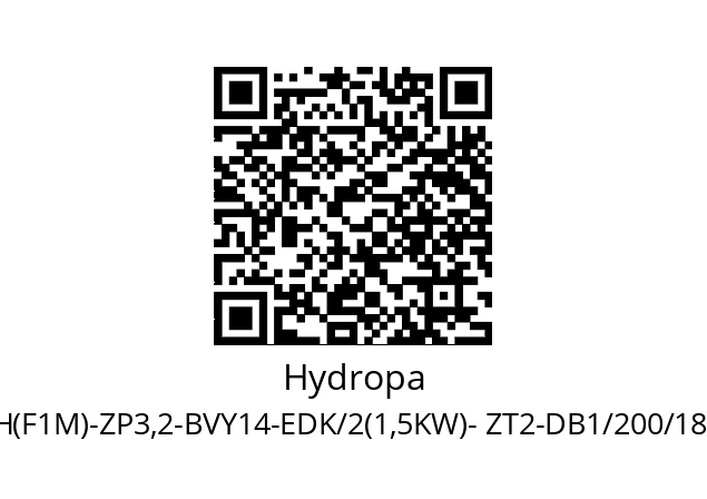   Hydropa KL-3-1H(F1M)-ZP3,2-BVY14-EDK/2(1,5KW)- ZT2-DB1/200/180-BV14-2-M