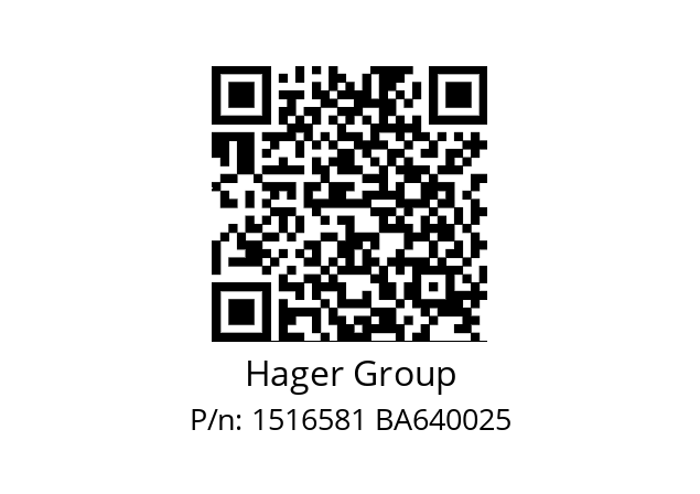   Hager Group 1516581 BA640025