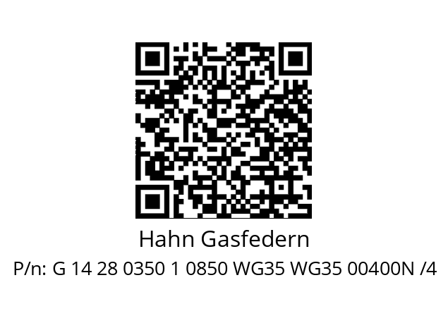   Hahn Gasfedern G 14 28 0350 1 0850 WG35 WG35 00400N /4