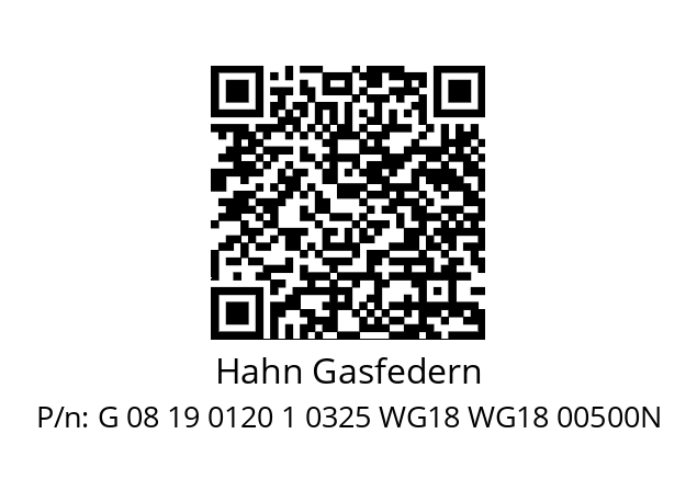   Hahn Gasfedern G 08 19 0120 1 0325 WG18 WG18 00500N