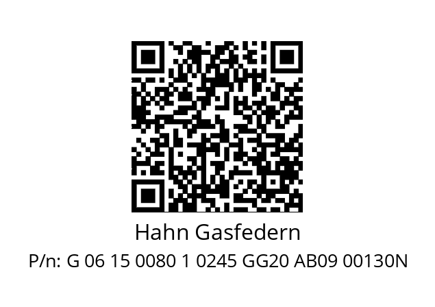   Hahn Gasfedern G 06 15 0080 1 0245 GG20 AB09 00130N