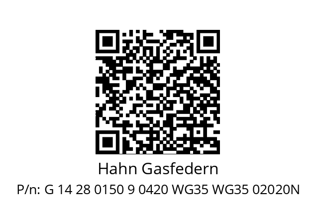   Hahn Gasfedern G 14 28 0150 9 0420 WG35 WG35 02020N