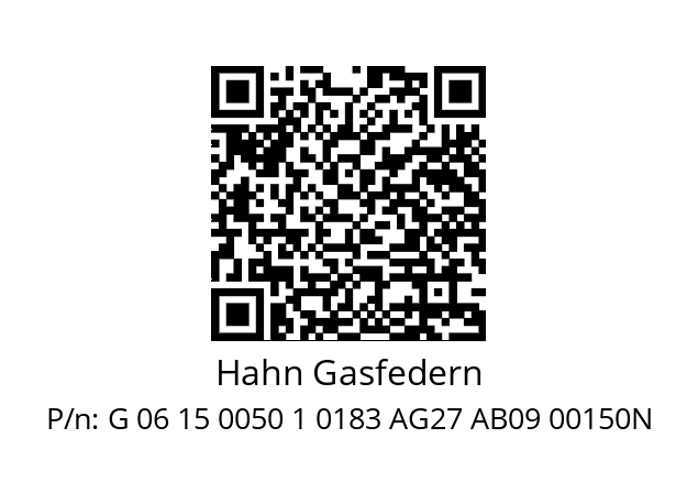   Hahn Gasfedern G 06 15 0050 1 0183 AG27 AB09 00150N