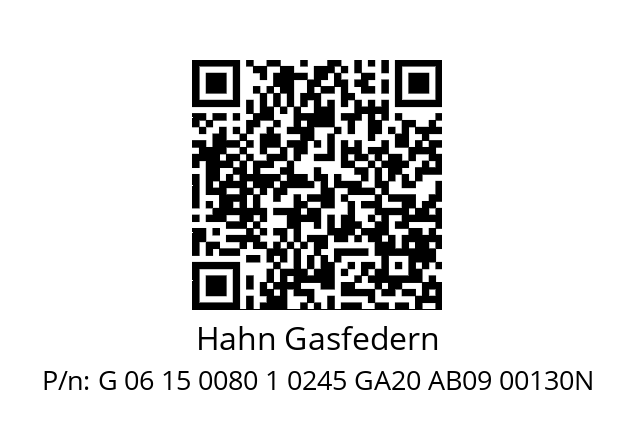   Hahn Gasfedern G 06 15 0080 1 0245 GA20 AB09 00130N