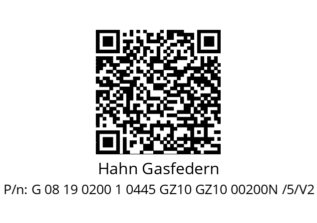   Hahn Gasfedern G 08 19 0200 1 0445 GZ10 GZ10 00200N /5/V2