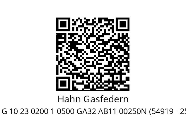   Hahn Gasfedern G 10 23 0200 1 0500 GA32 AB11 00250N (54919 - 250N)