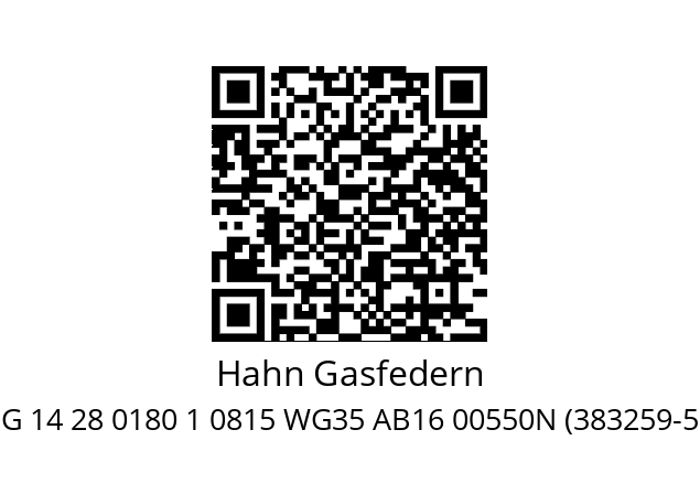   Hahn Gasfedern G 14 28 0180 1 0815 WG35 AB16 00550N (383259-550N)