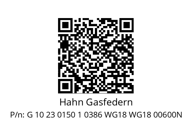   Hahn Gasfedern G 10 23 0150 1 0386 WG18 WG18 00600N