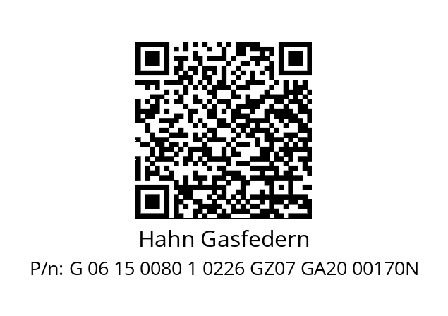   Hahn Gasfedern G 06 15 0080 1 0226 GZ07 GA20 00170N