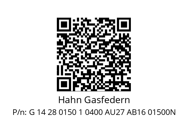   Hahn Gasfedern G 14 28 0150 1 0400 AU27 AB16 01500N