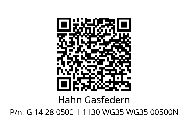   Hahn Gasfedern G 14 28 0500 1 1130 WG35 WG35 00500N